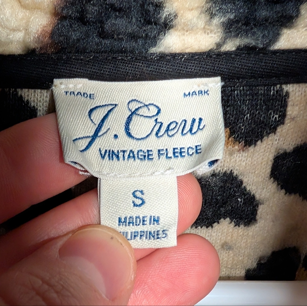 J. Crew Vintage Fleece Leopard Print Women's Snap Collar Jacket Small - Picture 6 of 8